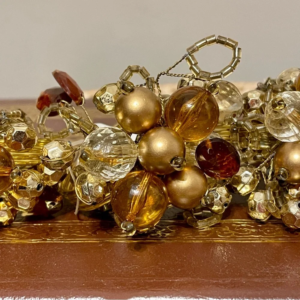 Pier 1 Imports Beaded Napkin Rings Gold Brown Tones New With Tags